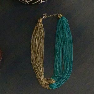 Turquoise and gold chain necklace